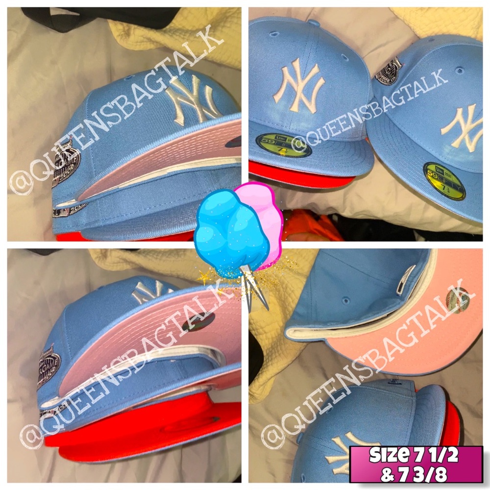 New York Yankees Cotton Candy Blue Pink Bottom